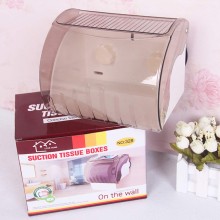 Wall-mounted Suction Tissue Dispenser Napkin Holder Box Paper Tray Roll Waterproof Toilet Paper Shelf Holder Bathroom - Cream & Brown